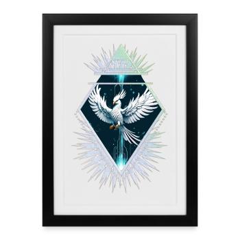 Wonderful white fantasy phoenix. - Framed poster (27 × 37 cm) - black - Front
