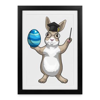 Hase Ostern Lehrer - Gerahmtes Poster (27 × 37 cm) - Schwarz - Vorne