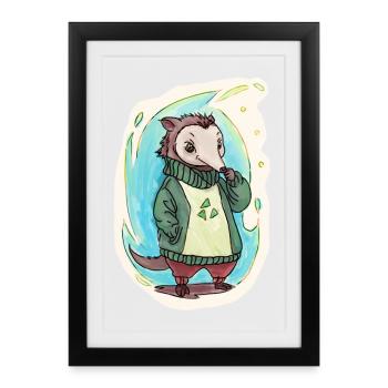 Ours Reycling vert - Affiche encadrée (27 × 37 cm) - noir - Devant