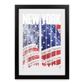 Mosaïque Drapeau de New York - Affiche encadrée (27 × 37 cm) - noir - Devant