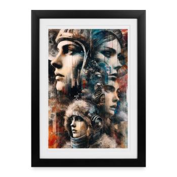 Exploration cosmique abstraite : les visages de l’avenir - Affiche encadrée (27 × 37 cm) - noir - Devant