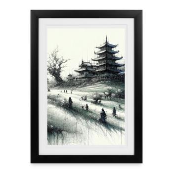 Serene Samurai Temple in Enchanting Japan - Framed poster (27 × 37 cm) - black - Front