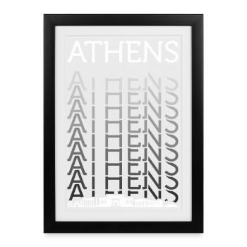 Athens Skyline Echo Typography - Framed poster (27 × 37 cm) - black - Front