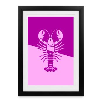Affiche Homard rose rose - Affiche encadrée (27 × 37 cm) - noir - Devant