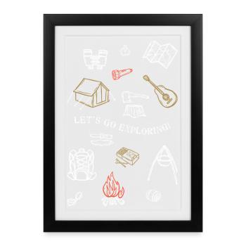 Camping Adventure Outline Design - Affiche encadrée (27 × 37 cm) - noir - Devant