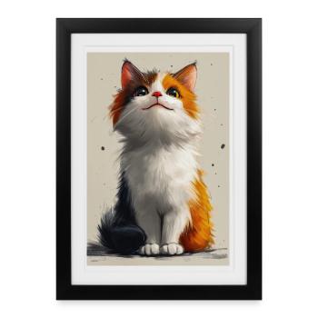 Poster Illustration de Chat mignon - Affiche encadrée (27 × 37 cm) - noir - Devant
