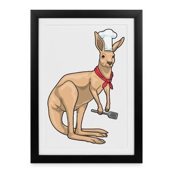 Kangaroo Cook Spatula Cooking - Framed poster (27 × 37 cm) - black - Front