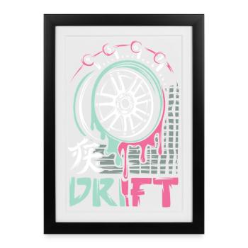 JDM Drift Rim – Japanese Car Tuning Art - Framed poster (27 × 37 cm) - black - Front