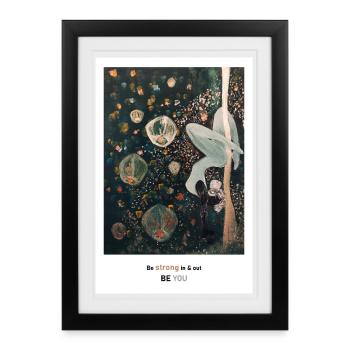 Handstand in the dark: Be strong in & out, BE YOU - Gerahmtes Poster (27 × 37 cm) - Schwarz - Vorne