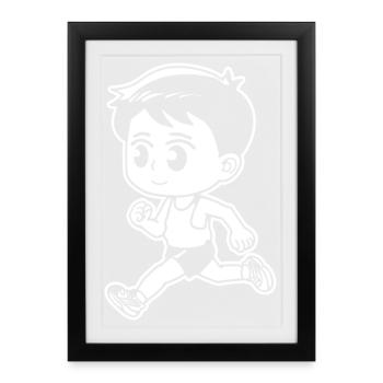 Petit coureur - Affiche encadrée (27 × 37 cm) - noir - Devant