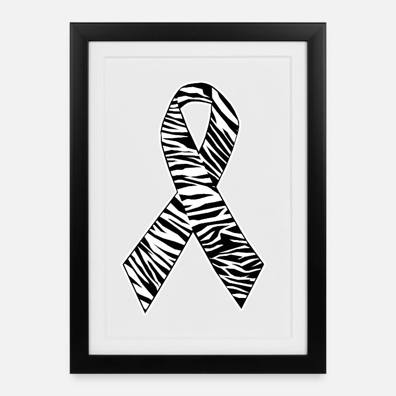 Zebra Print Bewusstseinsband - Gerahmtes Poster (27 × 37 cm) - Schwarz