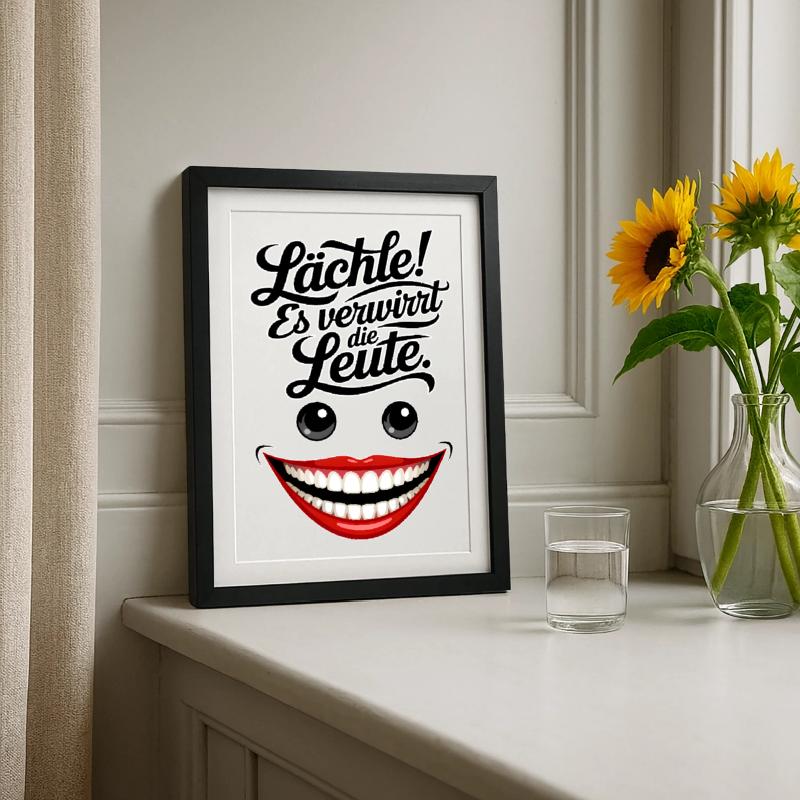 Immer lächeln Gerahmtes Poster (27 × 37 cm)