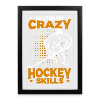 Ce garçon a des compétences folles au hockey - Affiche encadrée (27 × 37 cm) - noir - Devant