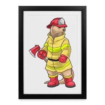 Otter Firefighter Axe Fire Brigade - Framed poster (27 × 37 cm) - black - Front
