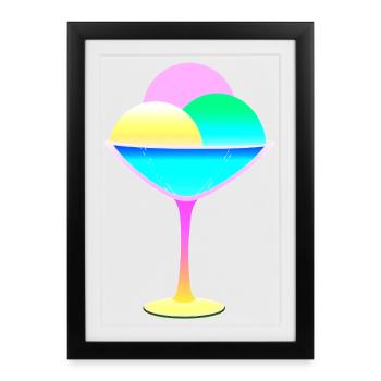 sweet colorful cream sundae - summery treat - Framed poster (27 × 37 cm) - black - Front