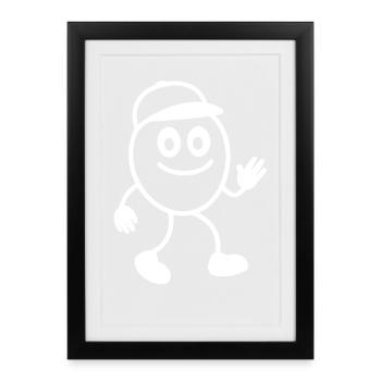 Ribbo - Figurine allumette amusante pour la bonne humeur - Affiche encadrée (27 × 37 cm) - noir - Devant