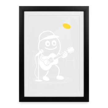 Ribbo joue de la guitare avec le cœur - Affiche encadrée (27 × 37 cm) - noir - Devant