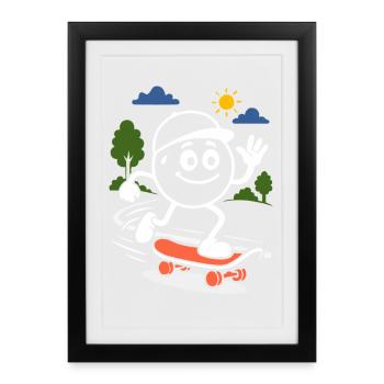 Ribbo on the skateboard - Framed poster (27 × 37 cm) - black - Front