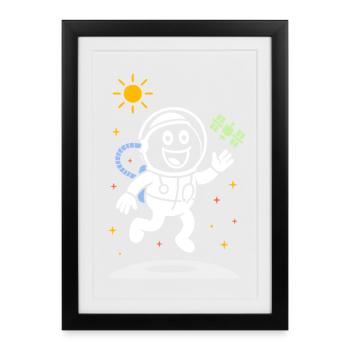 Ribbo as an astronaut – Funny space scene - Framed poster (27 × 37 cm) - black - Front