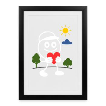 Ribbo mit Herz – Wärme und Freude verschenken - Gerahmtes Poster (27 × 37 cm) - Schwarz - Vorne
