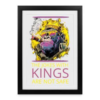 Gorilla with crown and cigar - Framed poster (27 × 37 cm) - black - Front