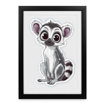 lémurien - Affiche encadrée (27 × 37 cm) - noir - Devant