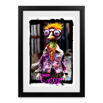Colorful Artist Doll Cartoon Character - Framed poster (27 × 37 cm) - black - Front