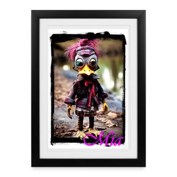 Eingängiges Steampunk-Maskottchen Mädchen Street - Gerahmtes Poster (27 × 37 cm) - Schwarz - Vorne