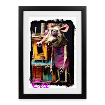 Imaginative mascot doll with colorful dress - Framed poster (27 × 37 cm) - black - Front