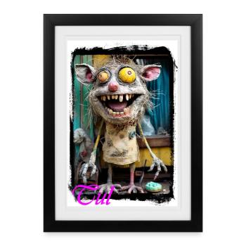 Poupée Punk au design de créature d'horreur extatique - Affiche encadrée (27 × 37 cm) - noir - Devant