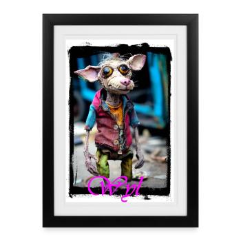 Gutted Gremlin Vintage Charm Punk Doll - Framed poster (27 × 37 cm) - black - Front