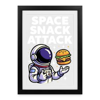 Burger d'astronaute, snack spatial, attaque - Affiche encadrée (27 × 37 cm) - noir - Devant