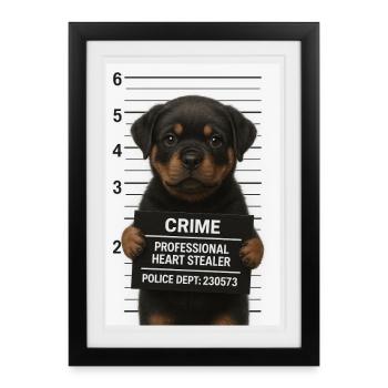 Rottweiler puppy – heart stolen - Framed poster (27 × 37 cm) - black - Front