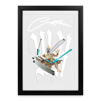 Dieu mythique surfeur - Affiche encadrée (27 × 37 cm) - noir - Devant