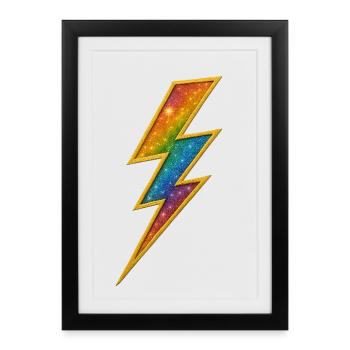 Regenbogen Blitz mit Goldrahmen - Gerahmtes Poster (27 × 37 cm) - Schwarz - Vorne