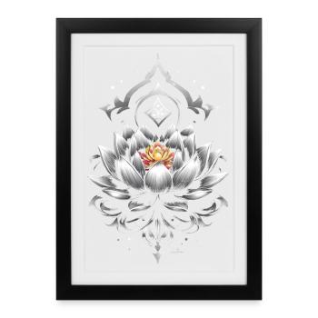 Lotus Métallisé Mandala - Affiche encadrée (27 × 37 cm) - noir - Devant