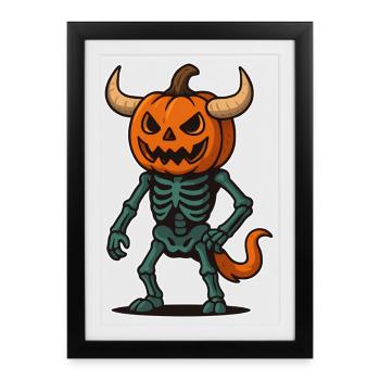 Citrouille Squelette Guerrier - Affiche encadrée (27 × 37 cm) - noir - Devant