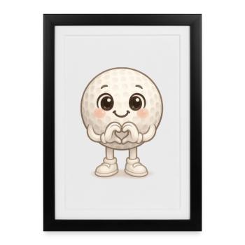 Cuddly Golf Ball Golfer Heart View - Framed poster (27 × 37 cm) - black - Front