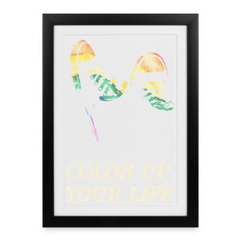 Colorful sneakers in retro style - Framed poster (27 × 37 cm) - black - Front