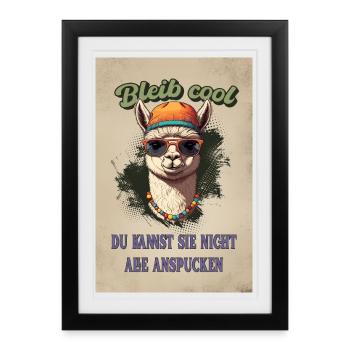 Llama Saying – Stay Cool, Funny Fun Shirt - Framed poster (27 × 37 cm) - black - Front