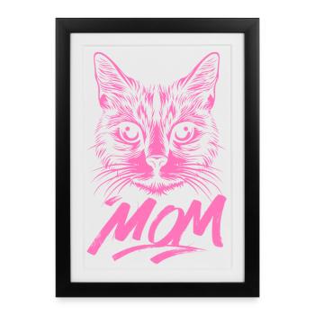 Cat Mom Pink Cat Kitten Cat Cat Mom - Framed poster (27 × 37 cm) - black - Front
