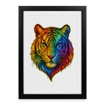 Rainbow Tiger Head - Framed poster (27 × 37 cm) - black - Front