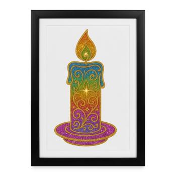 Bougie scintillante dégradé ornement - Affiche encadrée (27 × 37 cm) - noir - Devant