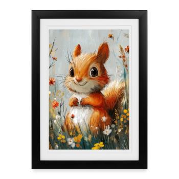 Illustration of a squirrel - Framed poster (27 × 37 cm) - black - Front