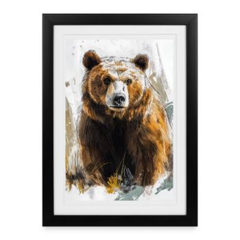 Illustration of a bear - Framed poster (27 × 37 cm) - black - Front