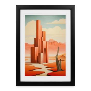 Illustration of a desert landscape - Framed poster (27 × 37 cm) - black - Front