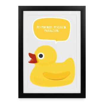 Plumes. Concentré. Fabuleux design de canard - Affiche encadrée (27 × 37 cm) - noir - Devant