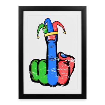 Mittelfinger Stingerfinger Karneval - Gerahmtes Poster (27 × 37 cm) - Schwarz - Vorne