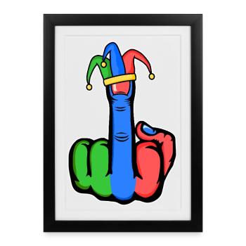 Mittelfinger Stingerfinger Karneval - Gerahmtes Poster (27 × 37 cm) - Schwarz - Vorne