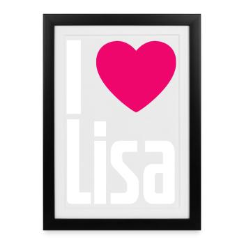 I Love Lisa Pink Heart I Love Lisa - Framed poster (27 × 37 cm) - black - Front